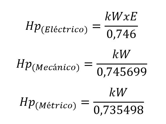 formula de kw a hp