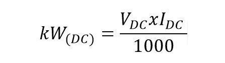 formula de amperios a kw en DC