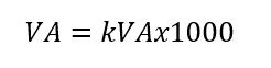 formula para pasar de kVA a VA