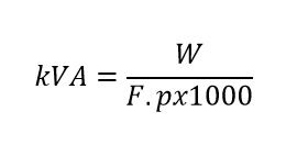 formula de W a kVA