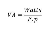 formula para pasar de watts a va