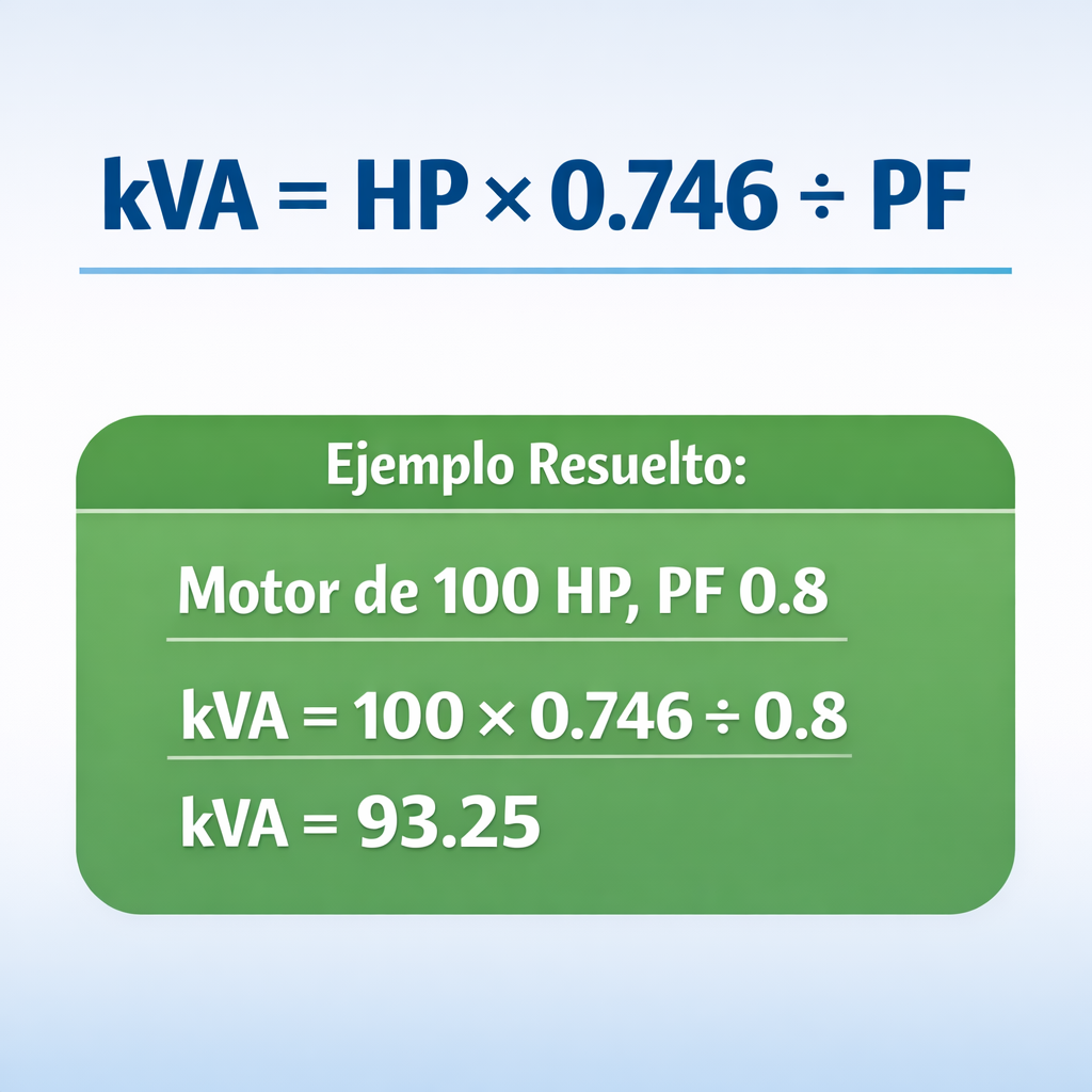 HP to kVA - Convert — fórmula y ejemplo resuelto