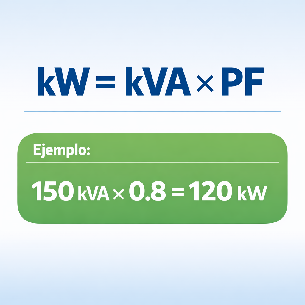 kVA to kW calculator — fórmula y ejemplo resuelto