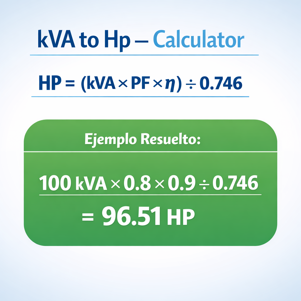 kVA to Hp – Calculator — fórmula y ejemplo resuelto