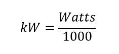 watts to kw formulate formula