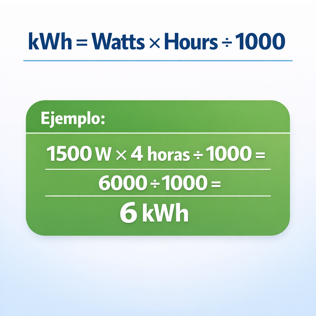 Calculator Watts to kWh — fórmula y ejemplo resuelto