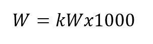 How convert from kW a watts formula