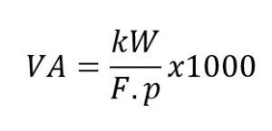 formula kW a VA