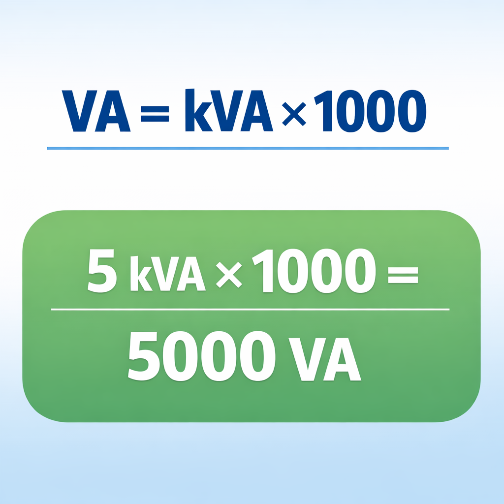 kVA to VA - Calculator — fórmula y ejemplo resuelto