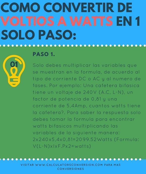 ¿Cómo se pasa de voltios a Watts