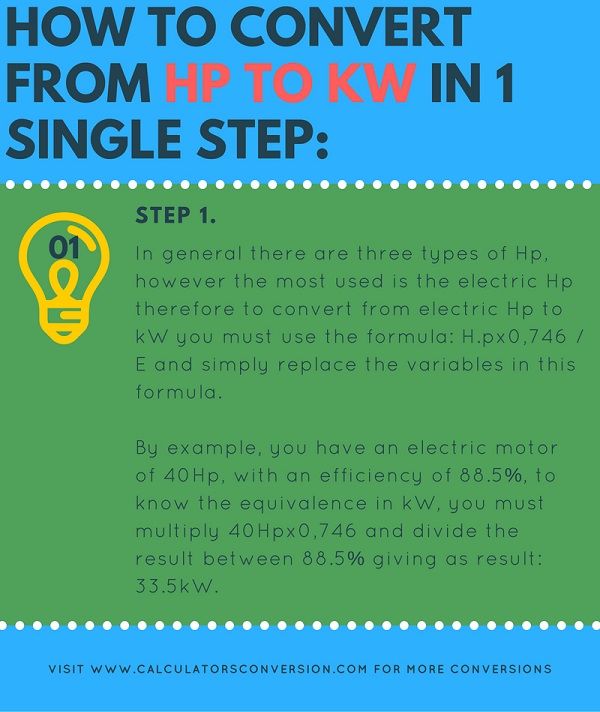 How to convert from Hp to kW in 1 single step