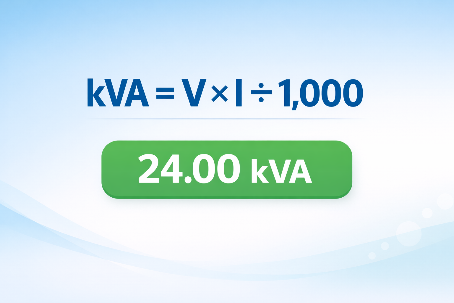Volts to kVA Calculator — Convert Voltage to Kilovolt-Amps