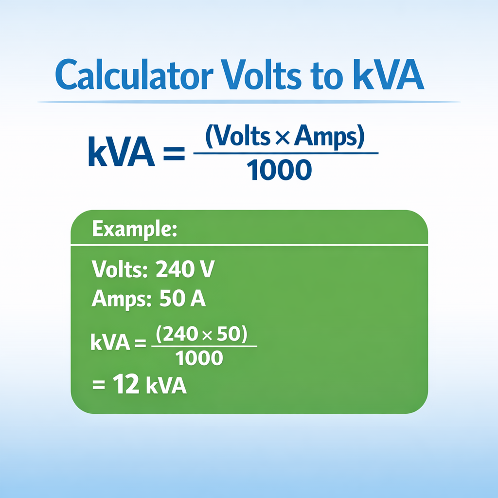Volts to kVA Calculator — Convert Voltage to Kilovolt-Amps