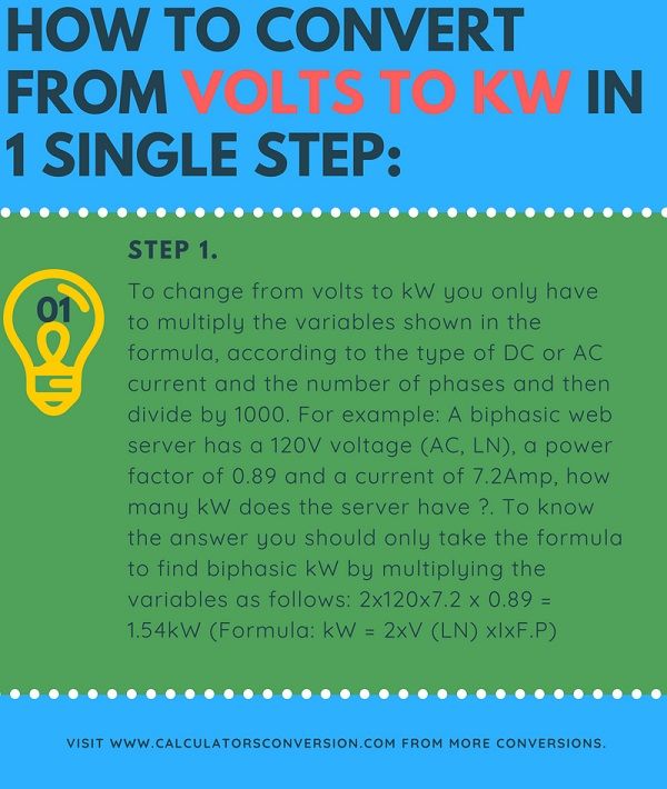 How to convert from volts to kW in 1 single step