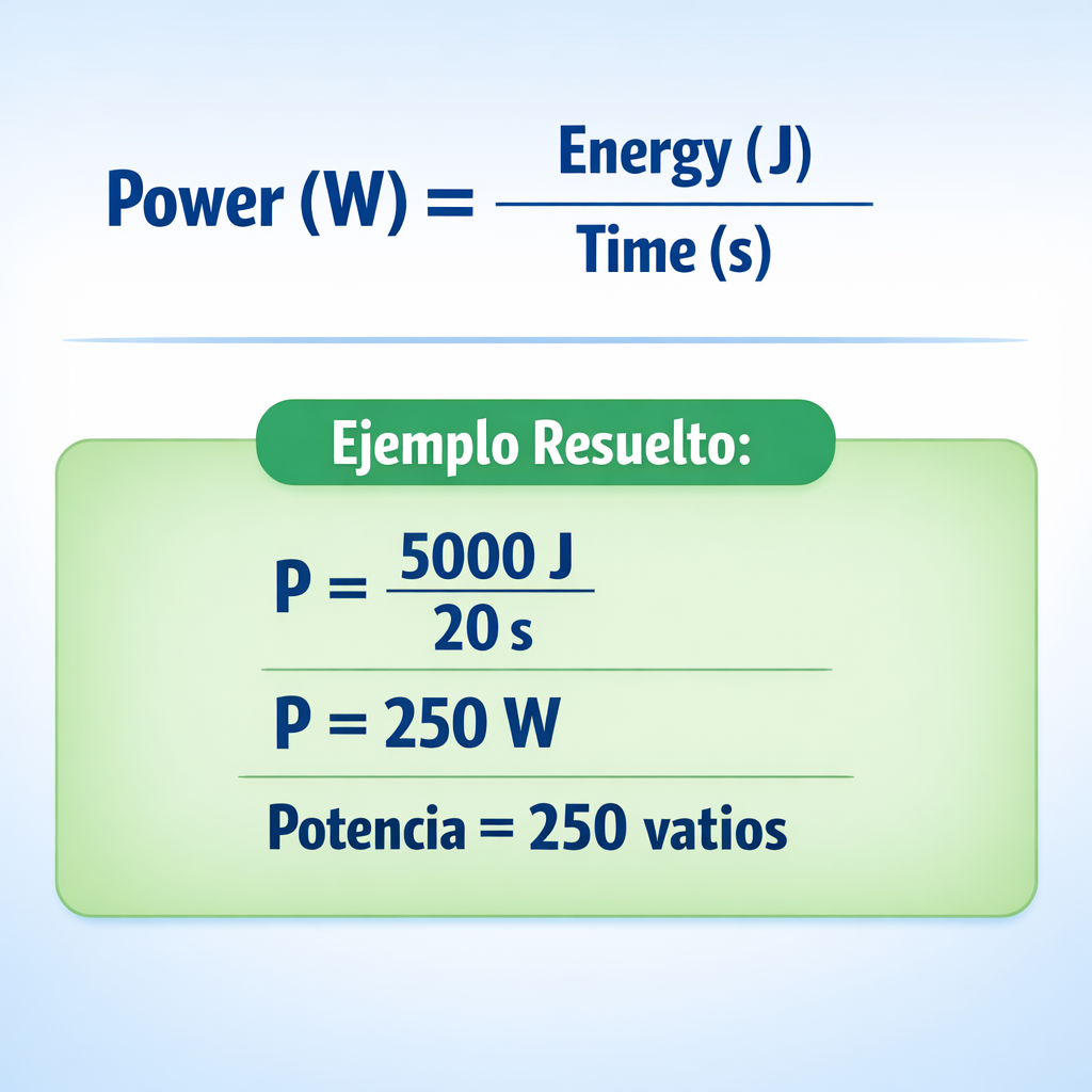 Calculator Joule to Watts — fórmula y ejemplo resuelto