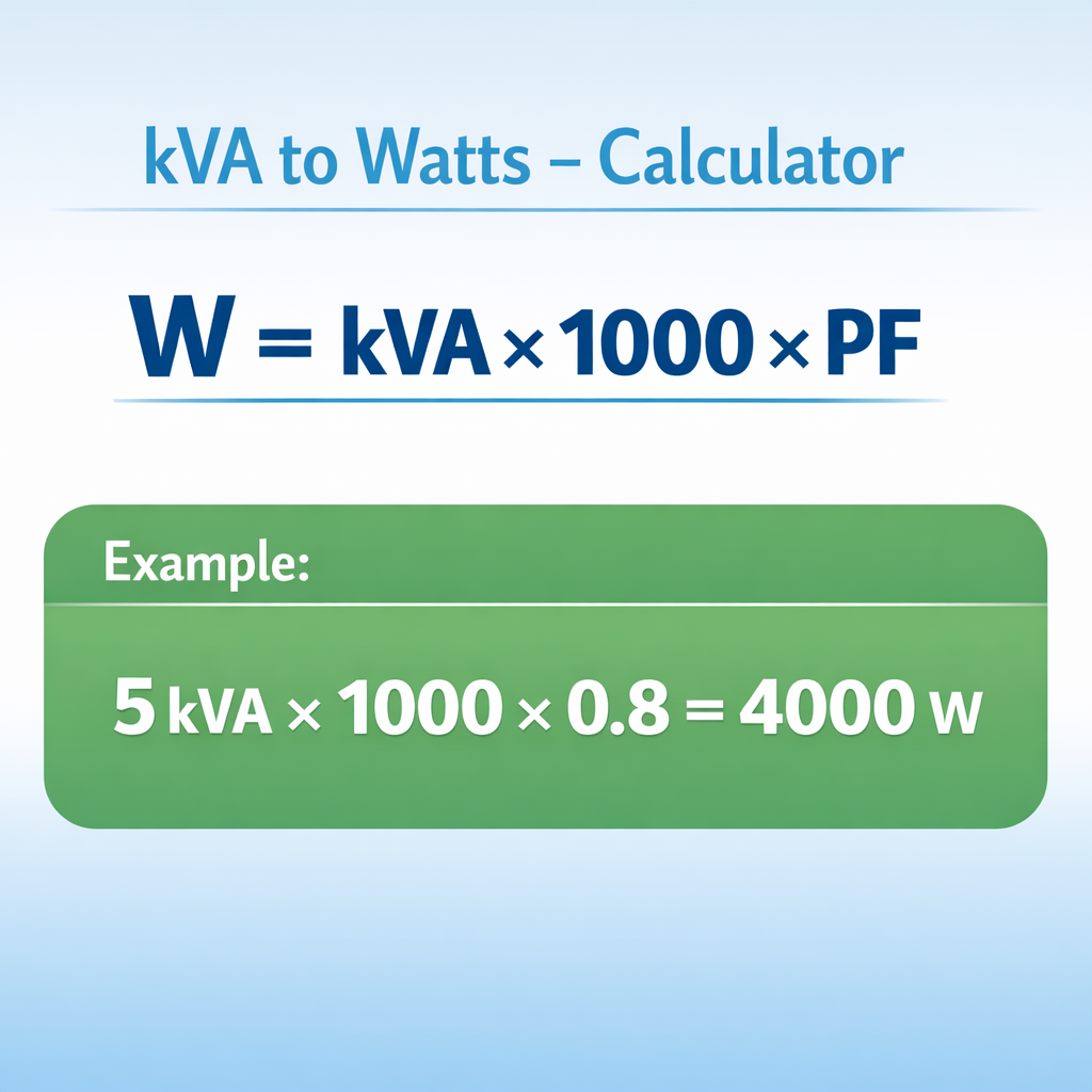 kVA to Watts - Calculator — fórmula y ejemplo resuelto