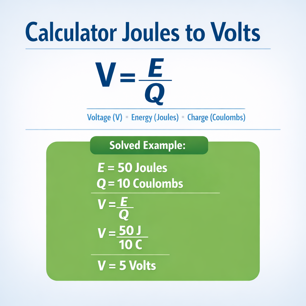 Calculator Joules to Volts — fórmula y ejemplo resuelto