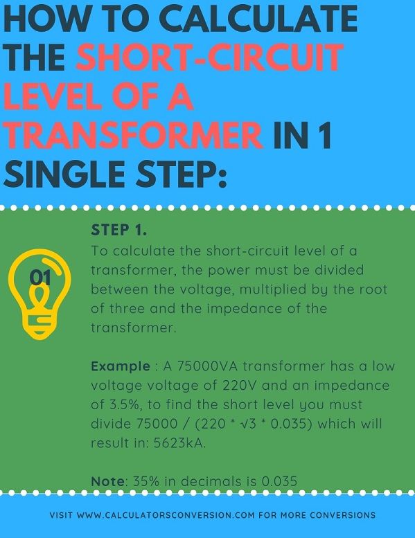 How to calculate the short-circuit level of a transformer in 1 single step