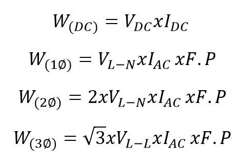 formulas de corriente a watts amperios a watts