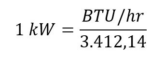 Formula BTU-hr a kW