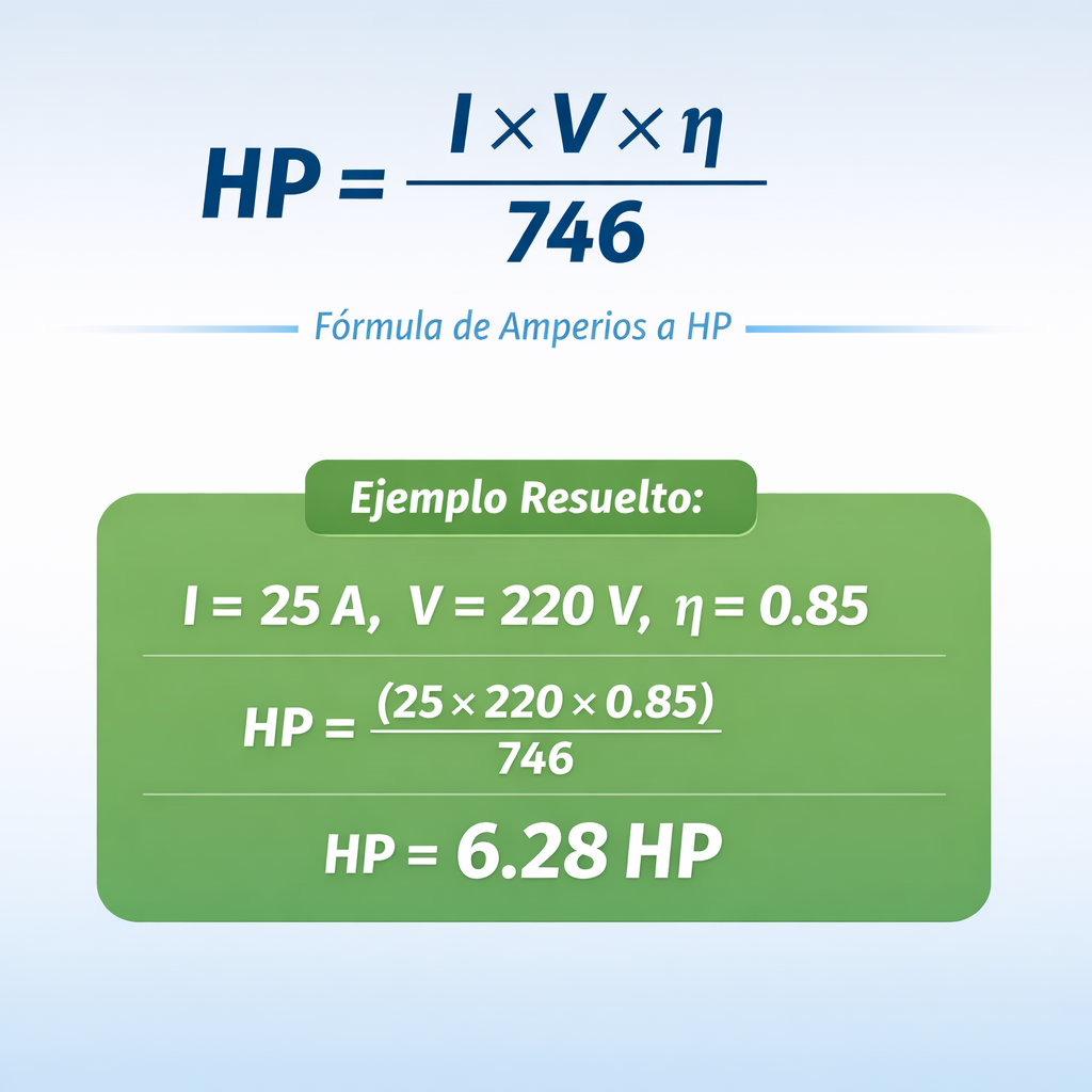 Calculadora de Amperios a hp - Formula, tablas y ejemplos — fórmula y ejemplo
