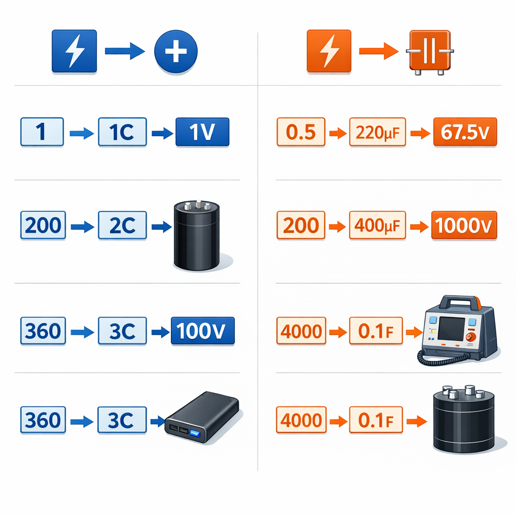 Joule a Voltios: Calculadora Online, Fórmulas y Tabla con Ejemplos — tabla visual comparativa (fondo blanco, estilo técnico):
