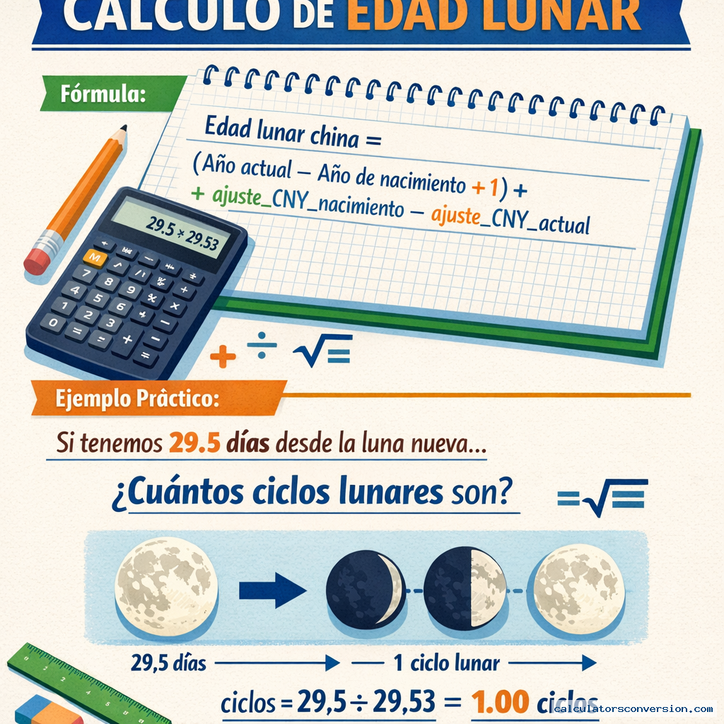 Cálculo de edad lunar — fórmula y ejemplo resuelto