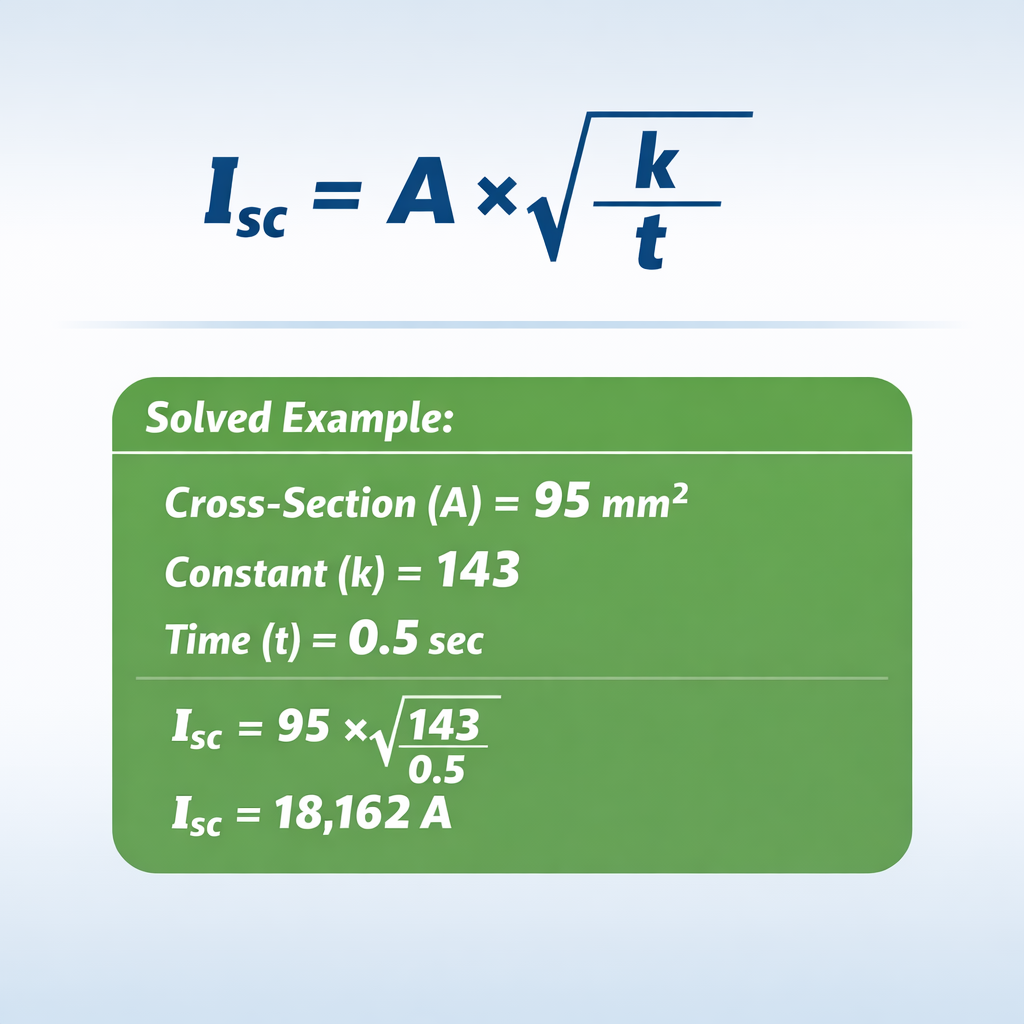Conductor Short-Circuit Capacity Calculator – IEC — fórmula y ejemplo resuelto