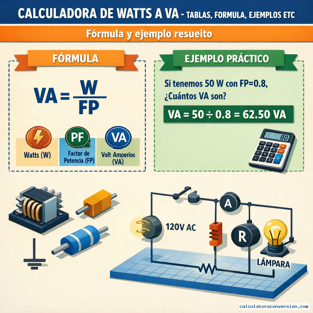 Calculadora de Watts a VA - Tablas, formula, ejemplos etc — fórmula y ejemplo resuelto