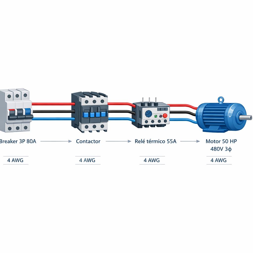 HP a Amperios: Calculadora, Fórmulas y Ejemplos Monofásicos y Trifásicos — diagrama de conexión eléctrica de un motor trifási
