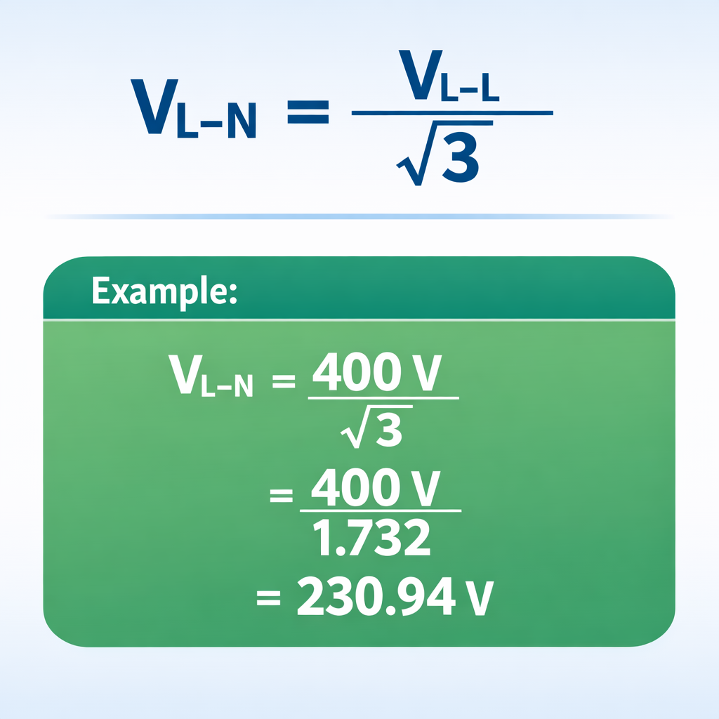 Easy Line-to-Line to Line-to-Neutral Voltage Calculator – Quick & Accurate — fórmula y ejemplo resuelto