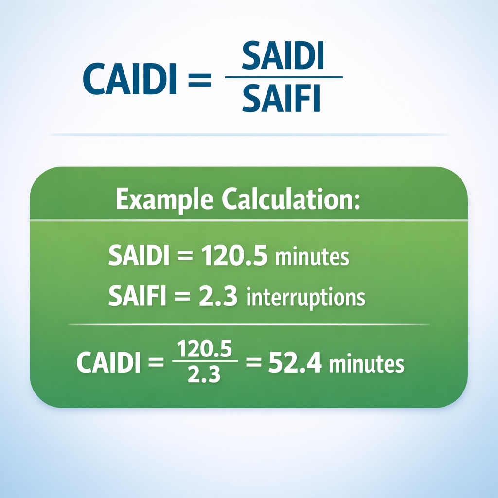 Electrical Reliability Index Calculator: SAIDI, SAIFI & CAIDI — fórmula y ejemplo resuelto