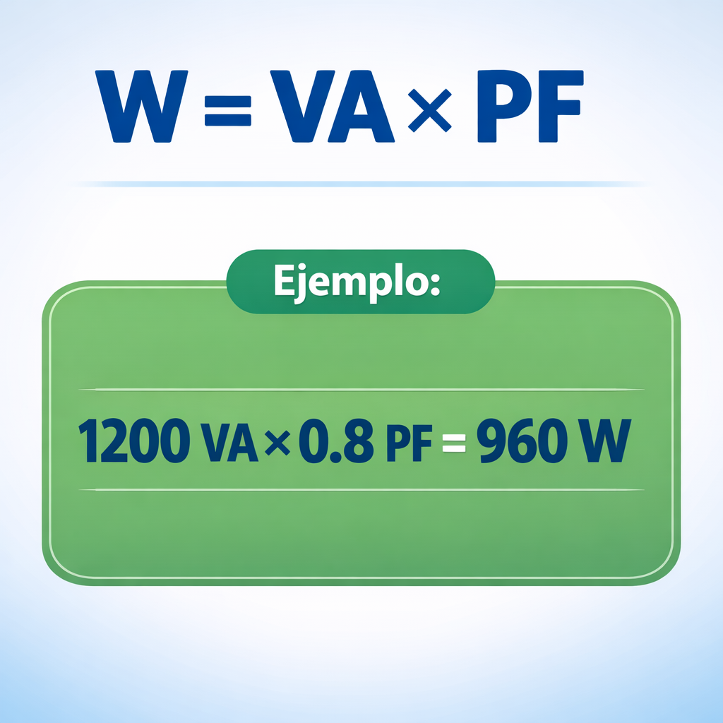 VA to Watts Calculator — fórmula y ejemplo resuelto