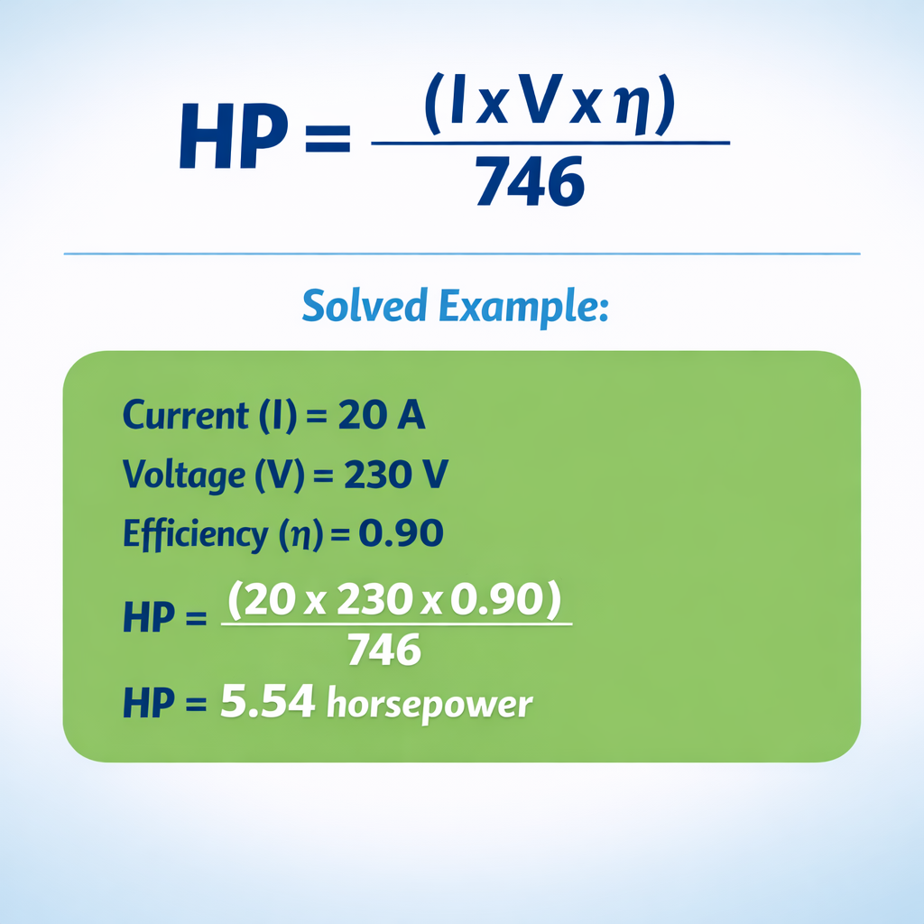 Amps to HP Calculator - Must-Have Effortless Guide — fórmula y ejemplo resuelto