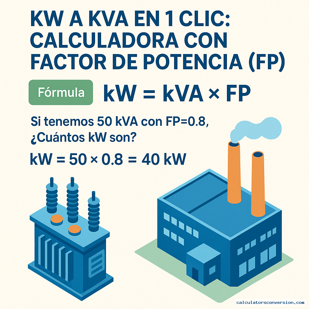 kW a kVA en 1 Clic: Calculadora con Factor de Potencia (FP) — fórmula y ejemplo resuelto