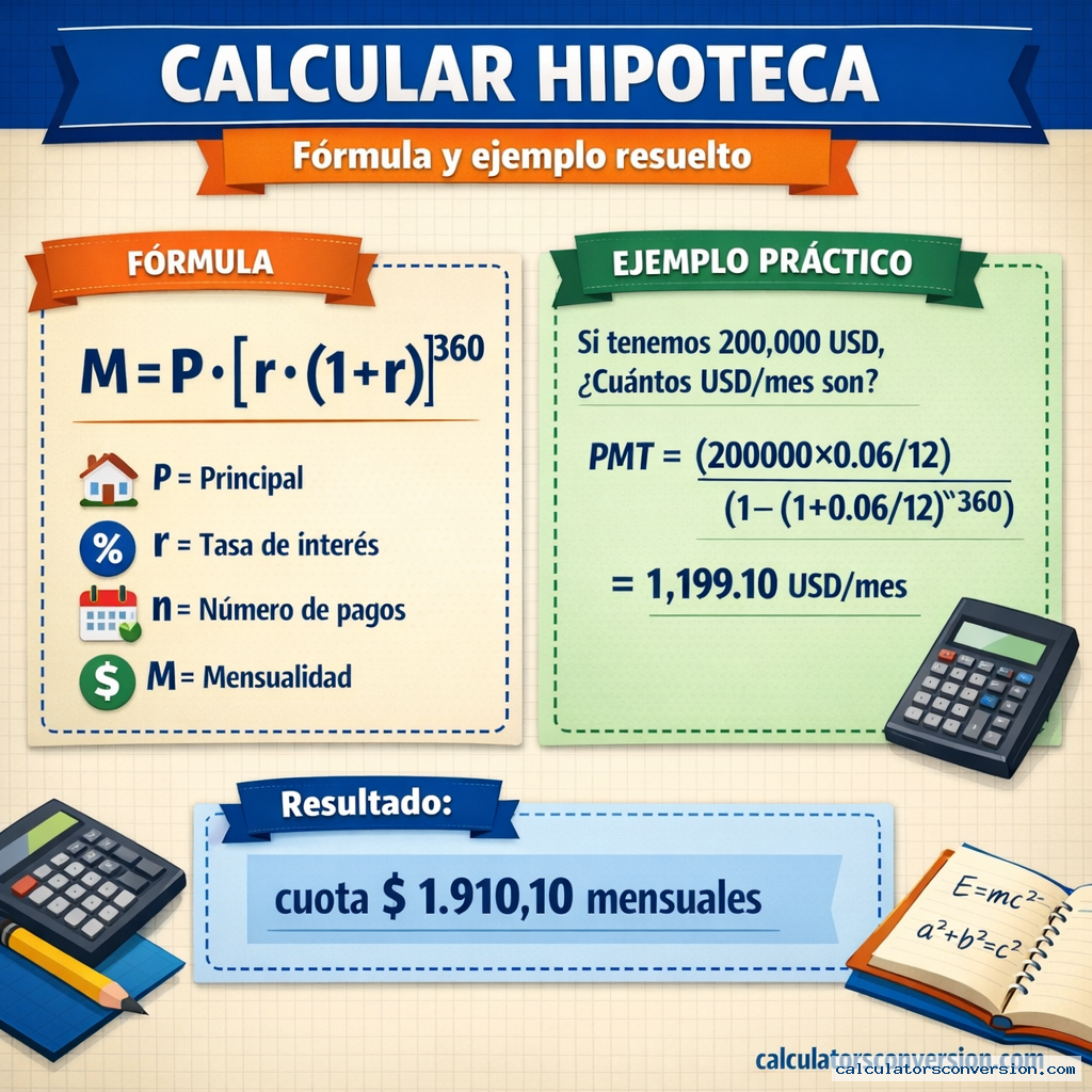 calcular hipoteca — fórmula y ejemplo resuelto