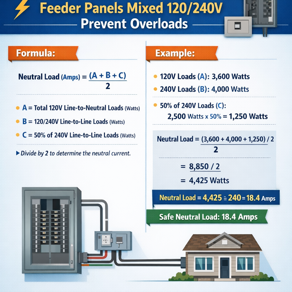 Accurate Neutral Load Calculator for Feeders Panels Mixed 120 240v Prevent Overloads