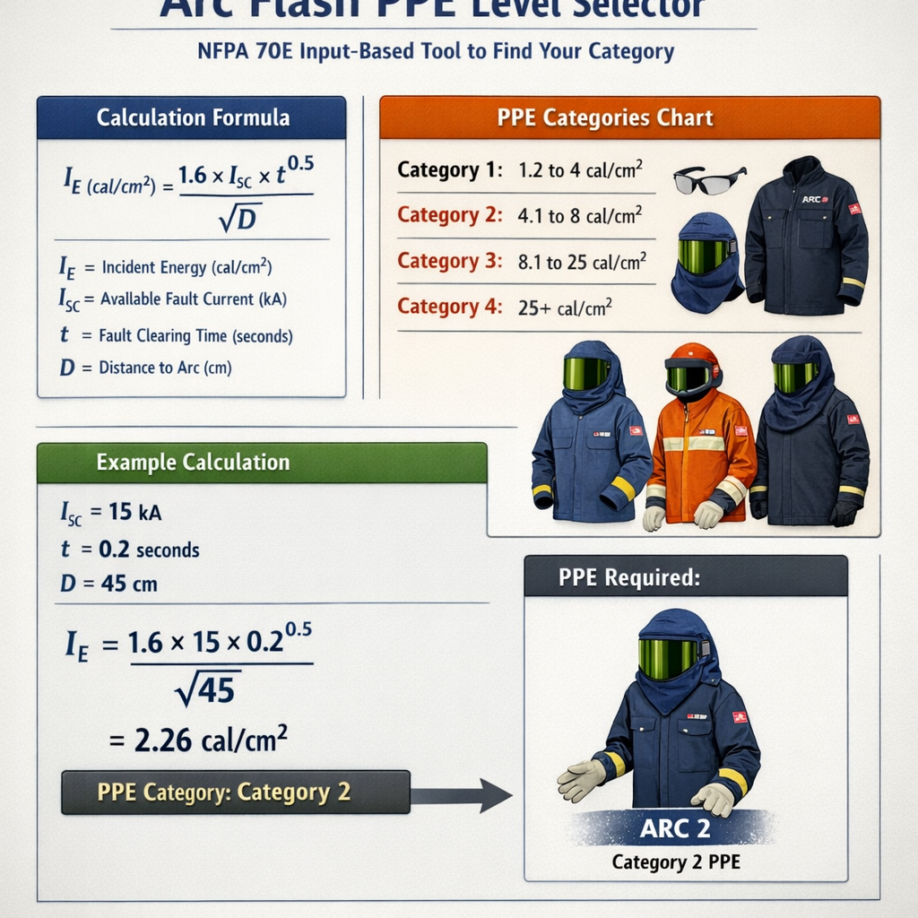 Arc Flash Ppe Level Selector Nfpa 70e Style Input Based Tool to Find Your Category