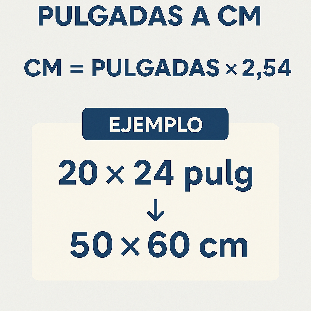 Calculadora 20x24 In A 50x60 Cm convierte al instante medidas y porcentajes