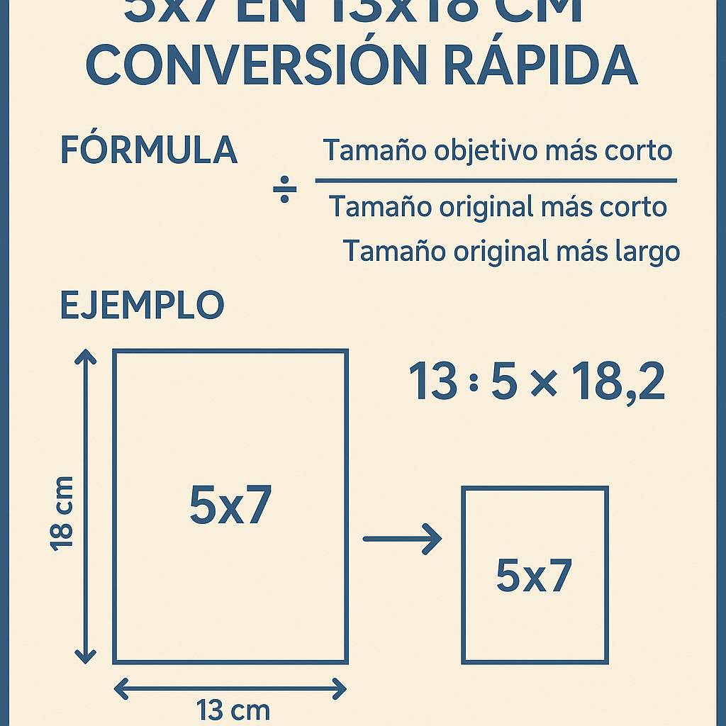 Calculadora 5x7 en 13x18 cm conversion rapida para impresiones exactas