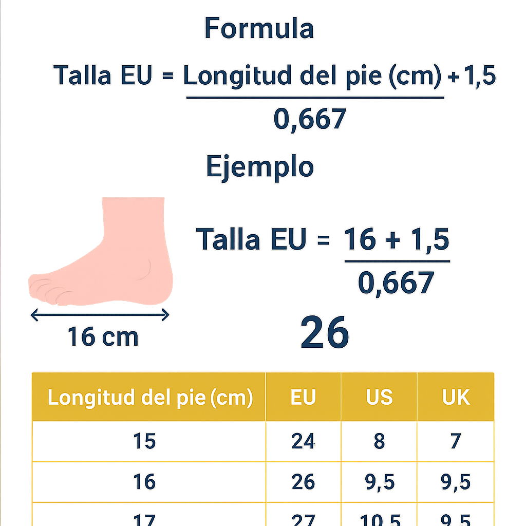 Calculadora Calzado Infantil Cm A Eu Us Uk Facil Y Exacta para elegir talla perfecta