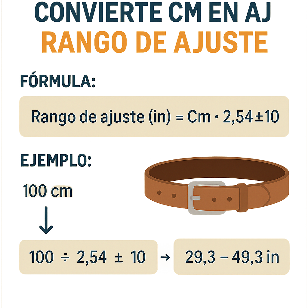 Calculadora Correas Convierte Cm In A Rango De Ajuste para elegir talla correcta