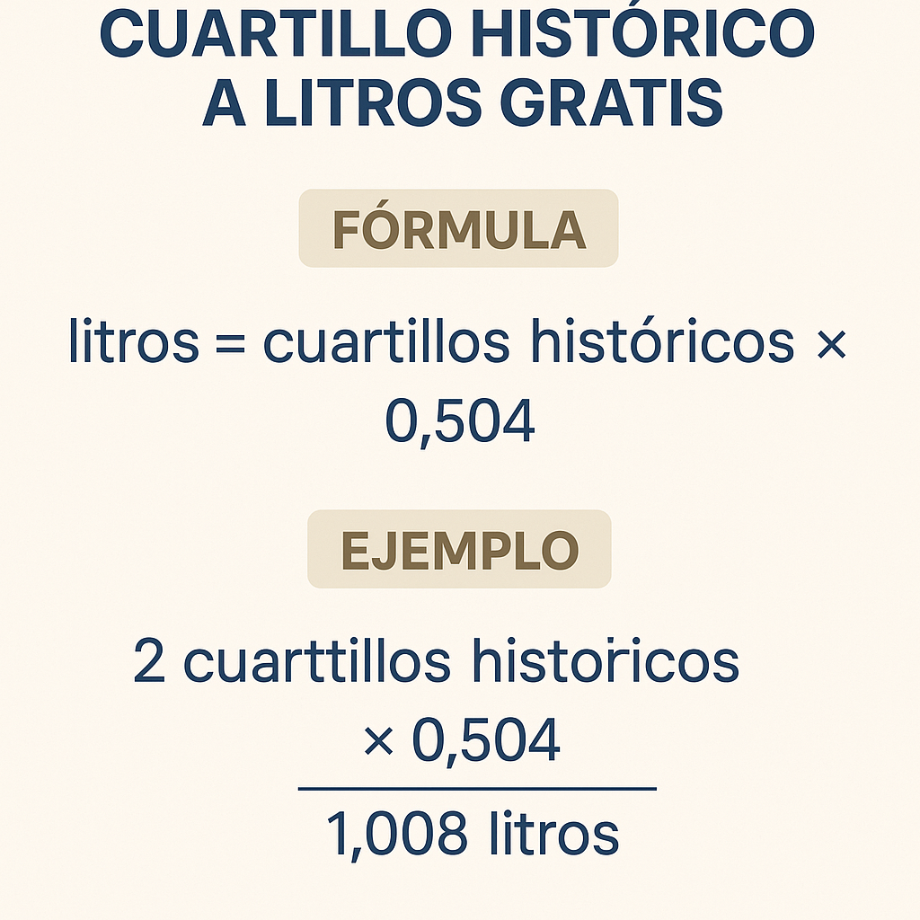 Calculadora Cuartillo Historico A Litros Gratis para conversiones precisas y rápidas