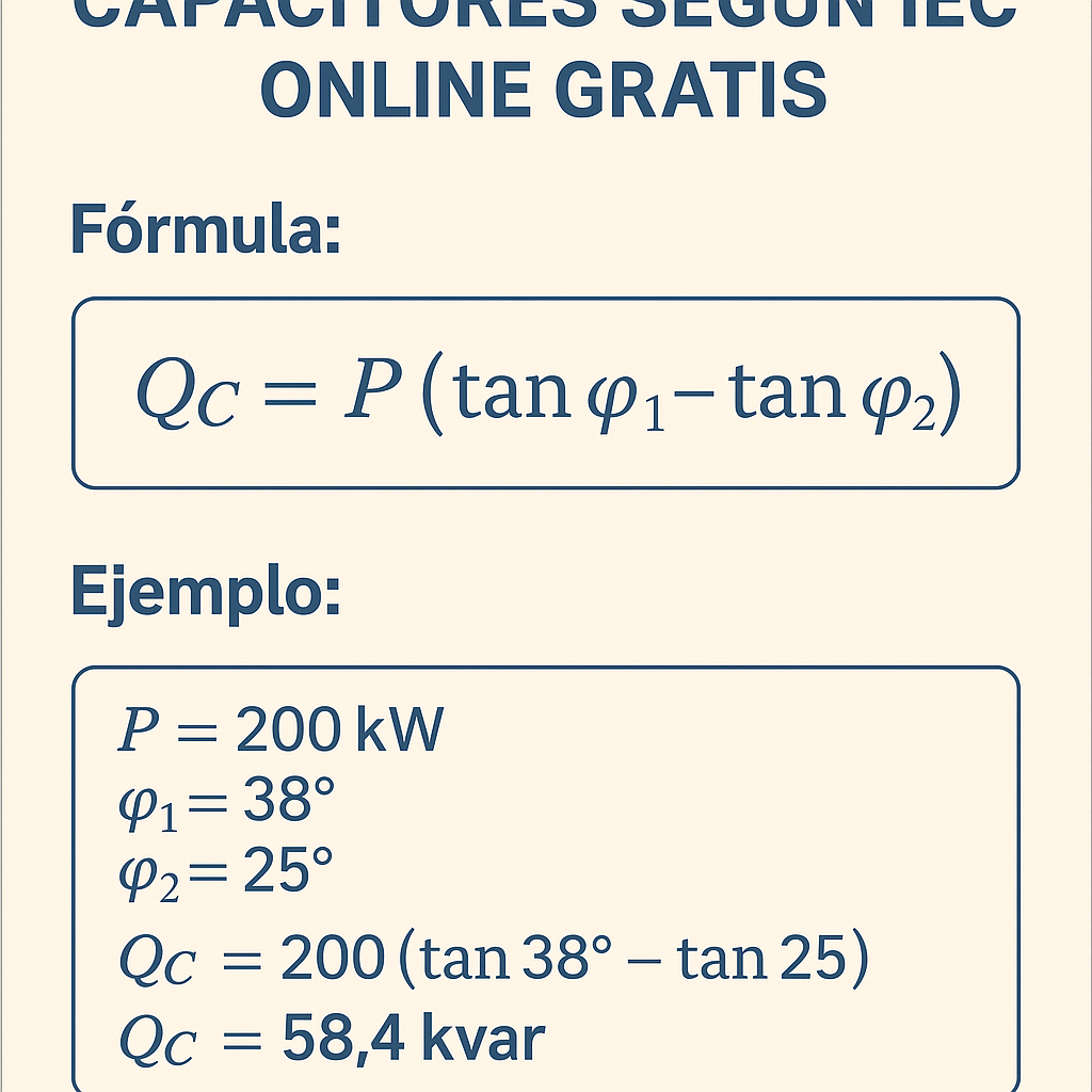 Calculadora de banco de capacitores segun IEC online gratis para instalaciones eléctricas