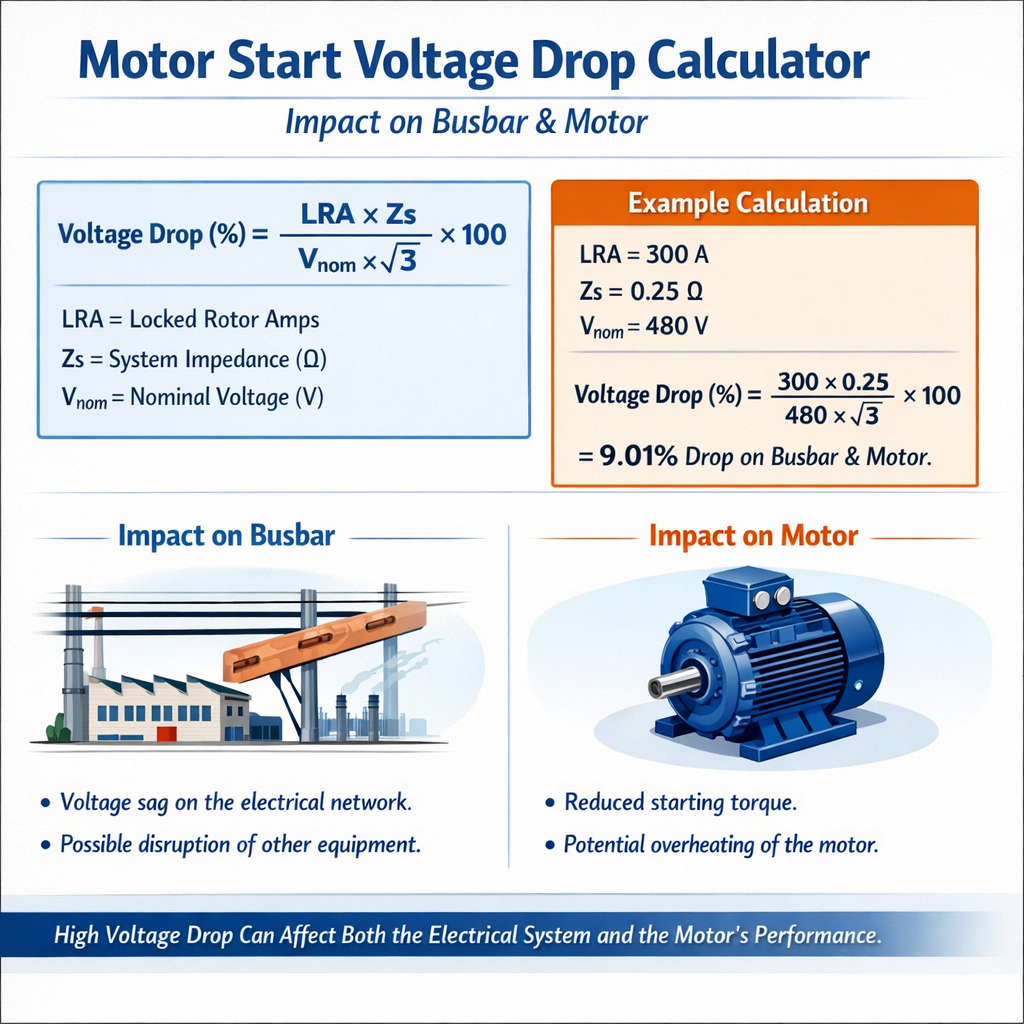 Calculadora de caida de tension en arranque de motor impacto en barra y motor calculator for accurate voltage drop estimation