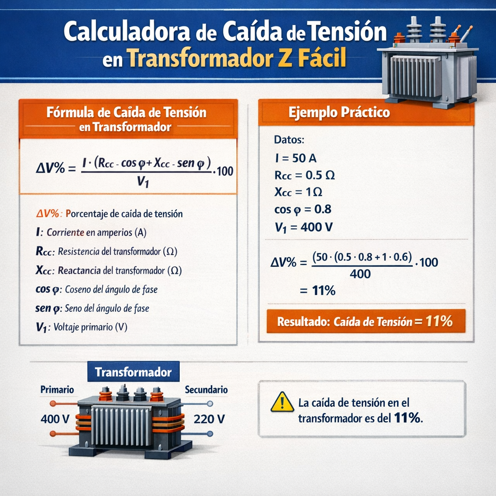 Calculadora De Caida De Tension En Transformador Z Facil para diseño y diagnóstico eléctrico