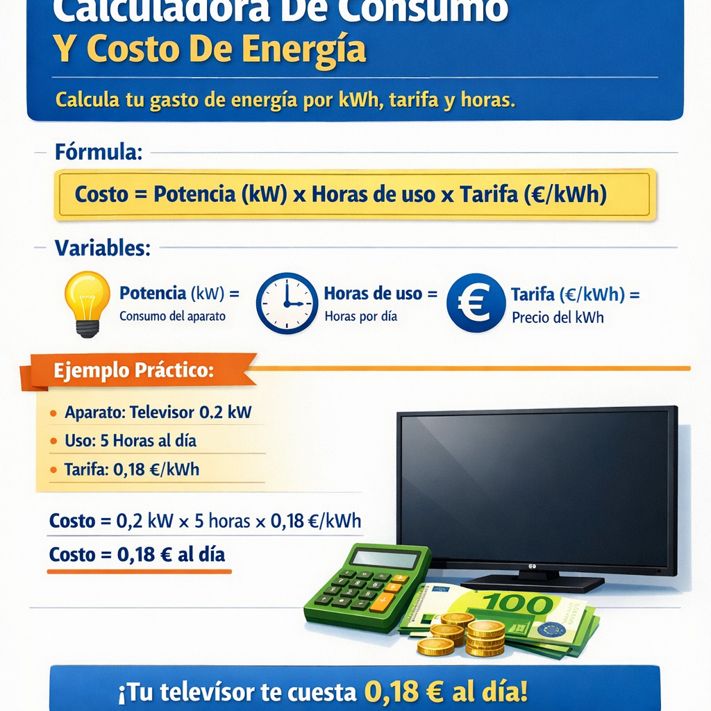 Calculadora De Consumo Y Costo De Energia Por Kwh Tarifa Y Horas Dia Facil barata y precisa