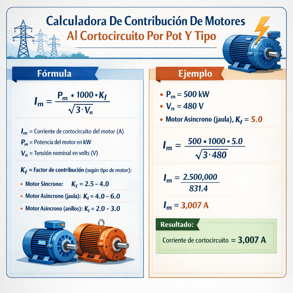 Calculadora de contribucion de motores al cortocircuito por POT y tipo