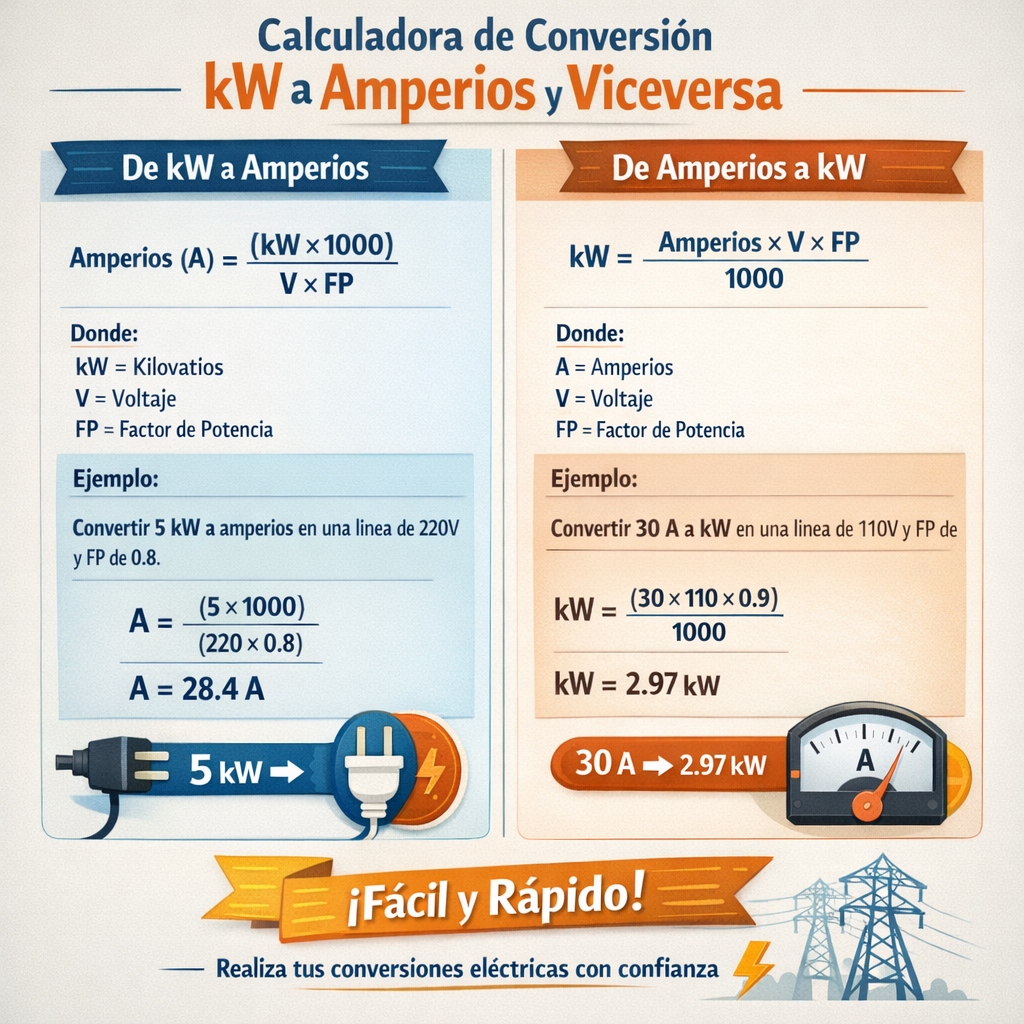 Calculadora De Conversion Kw A Amperios y viceversa: guía práctica y rápida