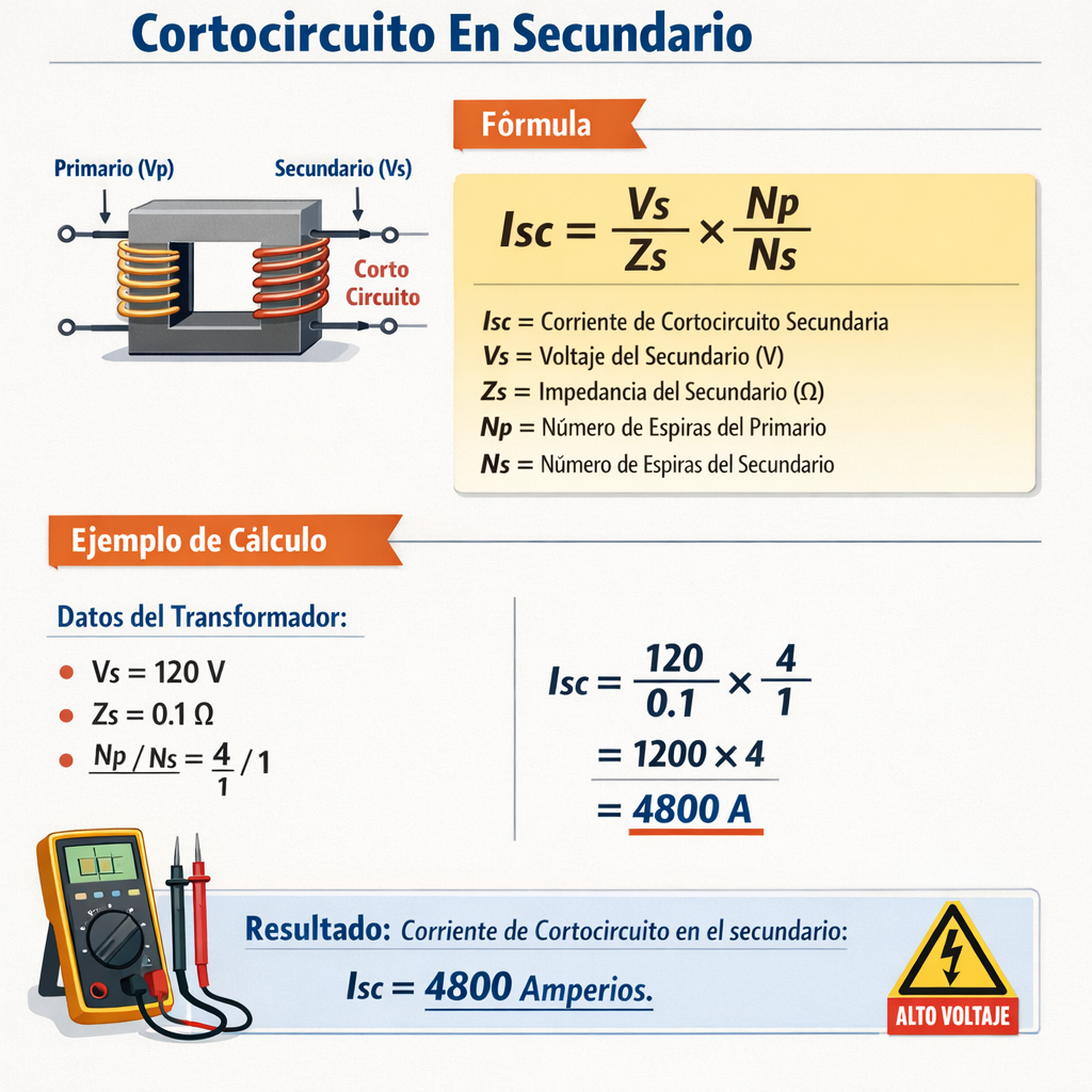Calculadora de corriente de cortocircuito en secundario para dimensionamiento eléctrico